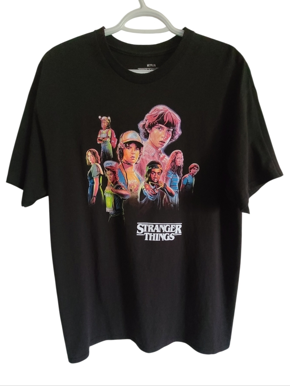 Stranger Things Netflix Black Tee T-Shirt Large Graphic Unisex